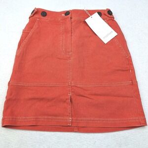 Wildfang Mini Skirt Womens XS Essential Denim Work Chili Red Orange Stretch